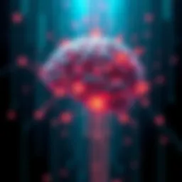 An illustration of a human brain interacting with digital AI elements, symbolizing the connection between people and artificial intelligence.
