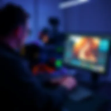 A person using AI tools on a computer for video editing and production tasks.