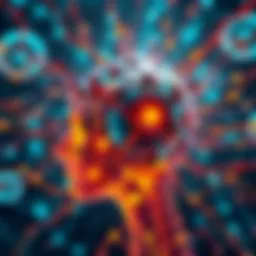Illustration of AI simulating human visual development with interconnected shapes and neural networks, showcasing improvements in shape recognition.
