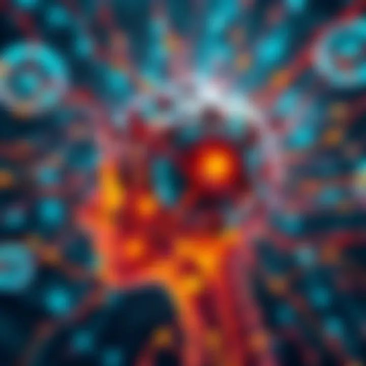 Illustration of AI simulating human visual development with interconnected shapes and neural networks, showcasing improvements in shape recognition.