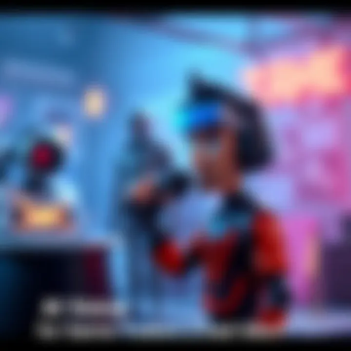 A game trailer showing an animated character speaking with an AI-generated voice, with a backdrop of an indie game setting.