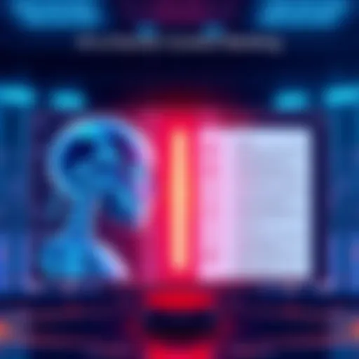 Illustration showing a split screen with AI-generated articles on one side and human-written articles on the other, comparing their ranking performance