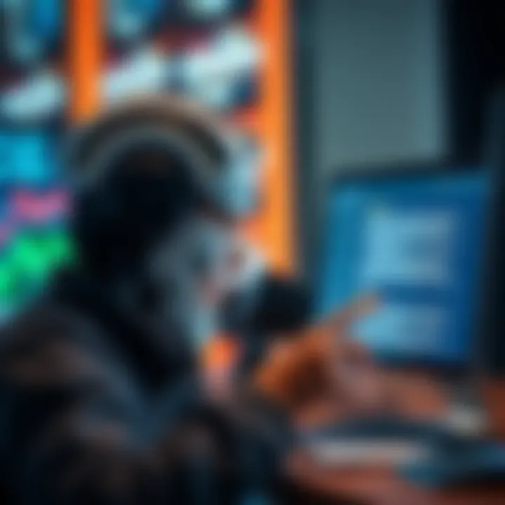 Person comparing AI and human writing Individual analyzing text on a computer screen to discern if it's AI-generated or human-written