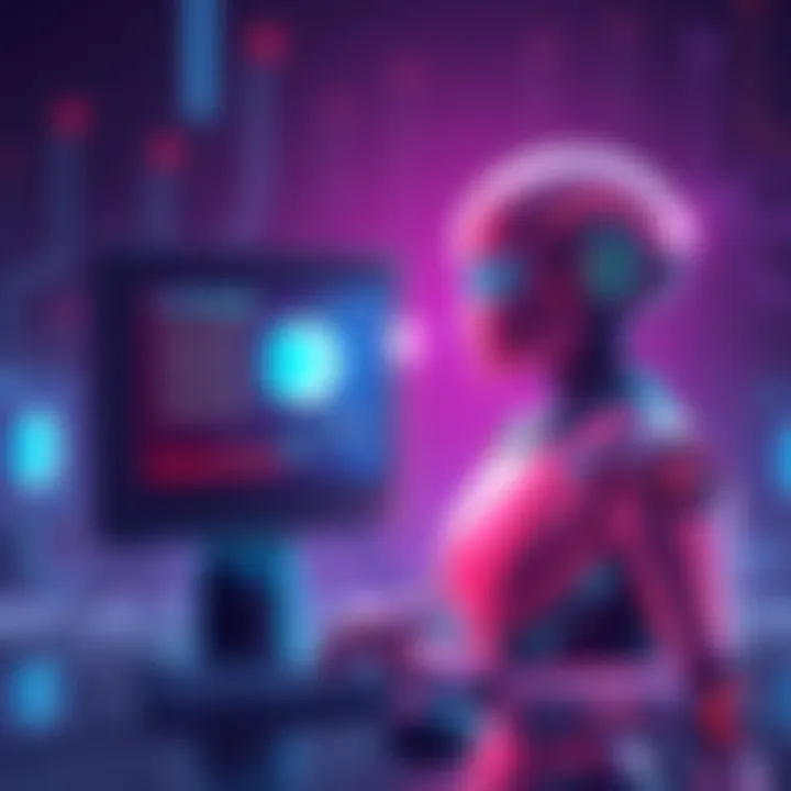 A side-by-side illustration of a personal computer and a modern AI robot, symbolizing the connection between technology advancements.