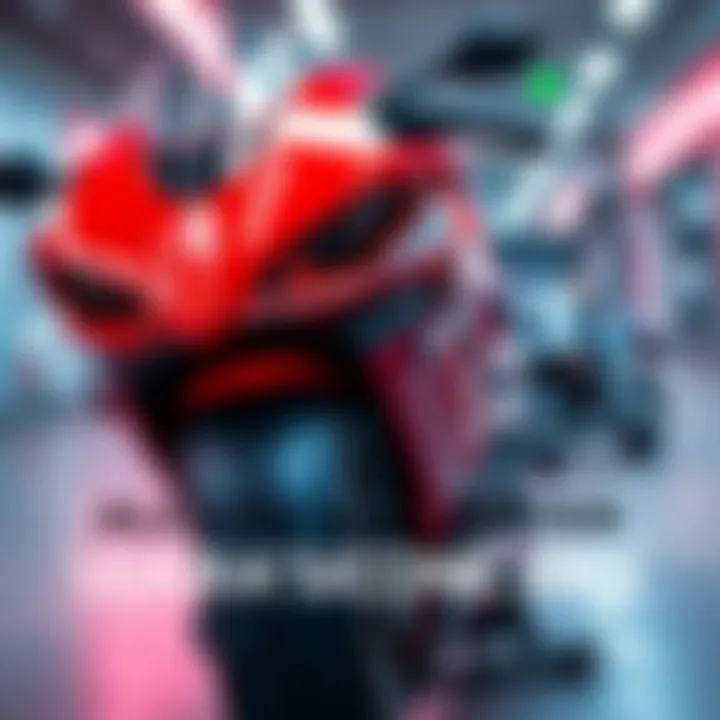 A close-up view of Akira's futuristic motorcycle, showcasing its sleek design and vibrant red color.