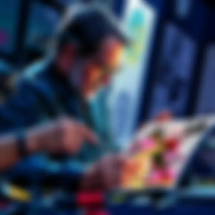 Artist Alex Ross illustrating a comic book page, showcasing his unique style and vibrant colors