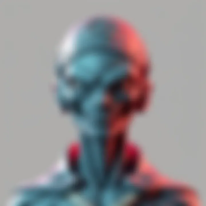Detailed sculpture of an alien captain character in Zbrush, showcasing unique features and intricate design elements.