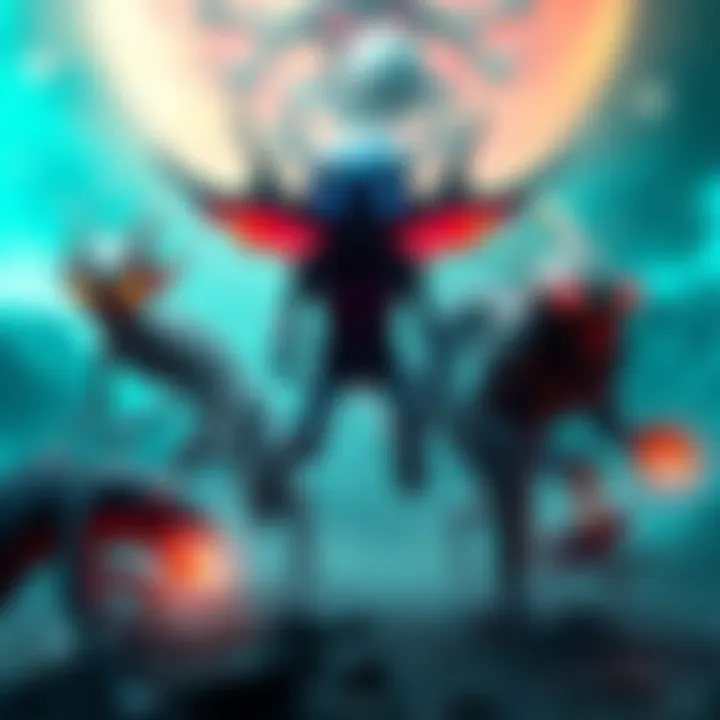 A variety of original alien creatures designed for a Metroidvania game, showcasing dynamic interactions with an intelligent species on an alien planet, incorporating magical elements.