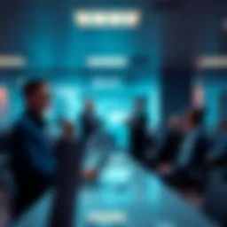 Allianz office with employees looking concerned about job cuts due to AI advancements