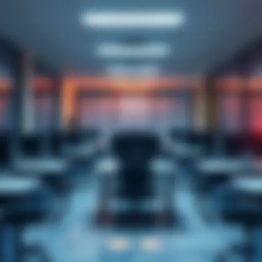 An office with empty desks and chairs representing job cuts at Allianz due to AI advancements