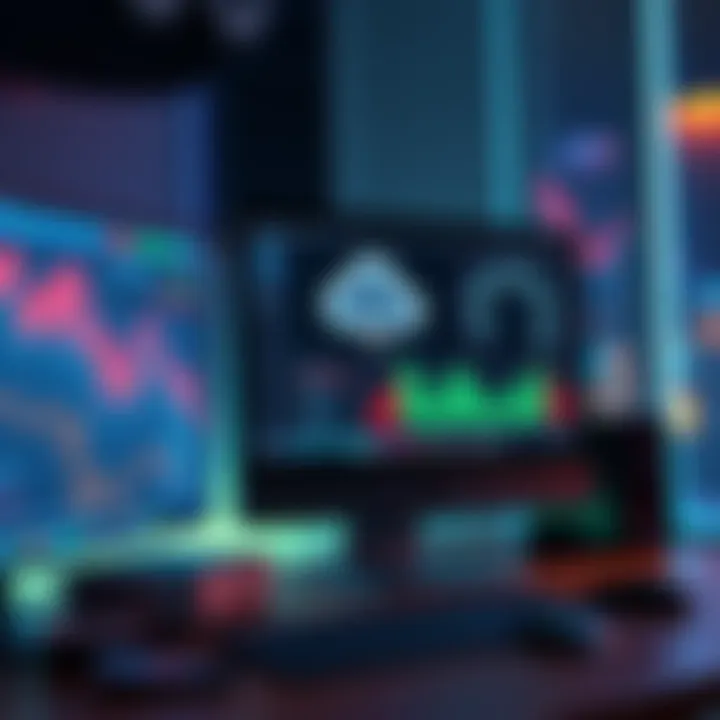 A computer setup showing cloud-based software running AI agents on a screen, with a Mac Mini in the background being used less prominently.