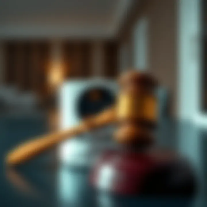 A gavel and a Ring security camera symbolizing a lawsuit over facial recognition technology.