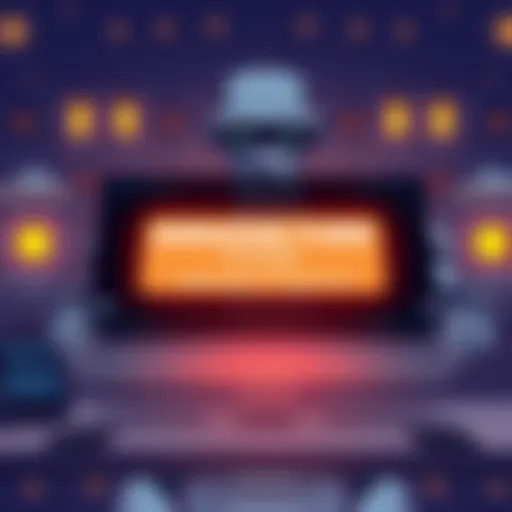 An illustration showing a computer screen displaying a message about the closure of Amazon Turk, with a robot in the background representing AI taking over tasks.