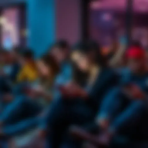 A group of people sitting together, looking at their phones with expressions of disinterest and concern, reflecting the trend of quitting social media status updates.