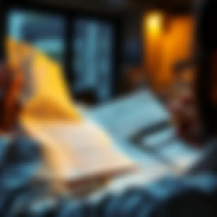 Analyzing Legal Contracts A person analyzing a legal contract with highlighted sections and notes, representing the study of Indian law