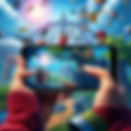 A group of diverse characters exploring a vibrant open world on an Android device, showcasing various landscapes and activities.