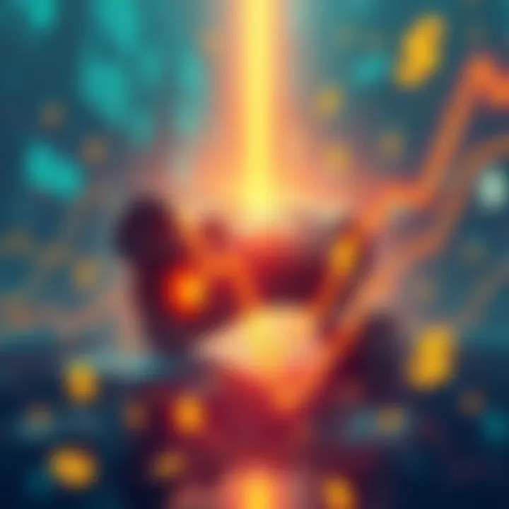 An illustration showing a futuristic defense technology concept with a backdrop of financial graphs and dollar signs, symbolizing Anduril's funding ambitions.