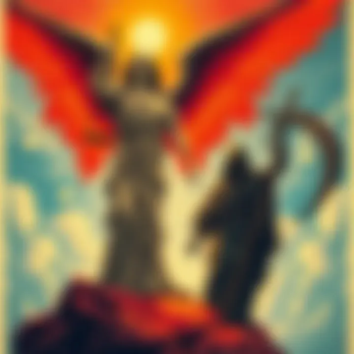 A lithograph showing an angel with scales of justice standing next to Death holding a scythe, blending styles of Gustave Doré and Zdzisław Beksiński.