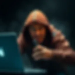 Angry 0-Day Hunter A frustrated 0-day hunter with a laptop displaying security vulnerabilities, expressing anger over a Microsoft incident.