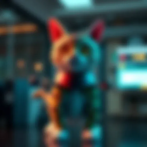 A digital cat model displaying separate body parts for animation in OpenGL