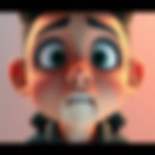 A shocked animated character with wide eyes and a neutral mouth position, showing surprise without moving its lips.