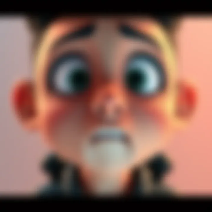 A shocked animated character with wide eyes and a neutral mouth position, showing surprise without moving its lips.