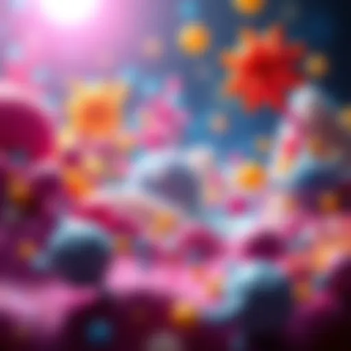 A bright, colorful representation of inorganic art with moving shapes and textures, showcasing creativity and innovation.