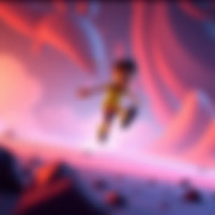 A character from the game Tyto moving smoothly through a scene, showcasing fluid leg movements created with mathematical functions, instead of traditional keyframes.