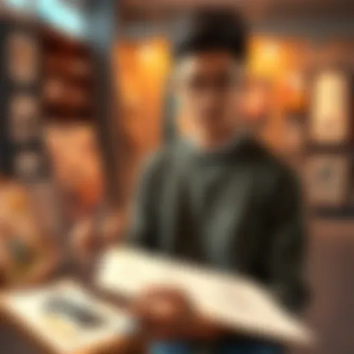 First-year animation design student displaying their artwork and sketches