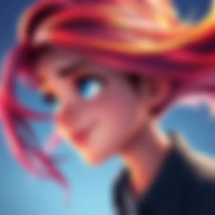 A character with flowing hair showcases realistic movement and texture in animation.