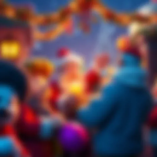 A colorful animated scene depicting characters from Miracle on Culpepper Slims celebrating Christmas