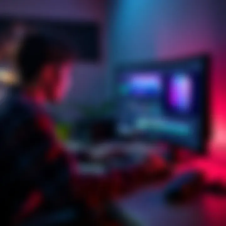 A person working on animation using After Effects on a computer