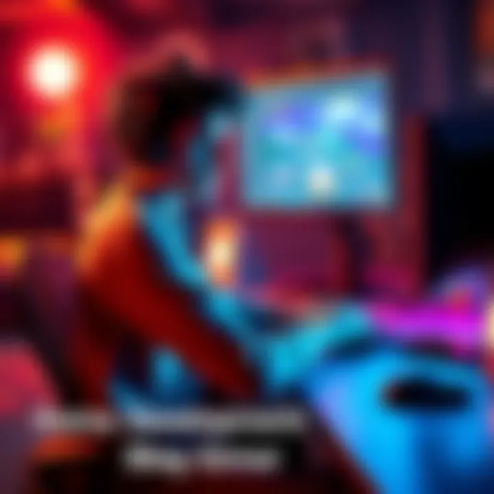 A young animator sits at their desk, looking at a computer screen with game design software open, showing signs of frustration and deep thought.