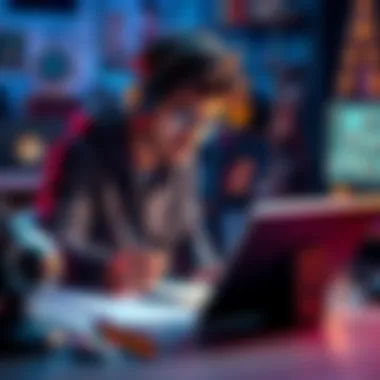 An aspiring animator sketches characters for a showreel, focusing on cartoon and gaming animation techniques.