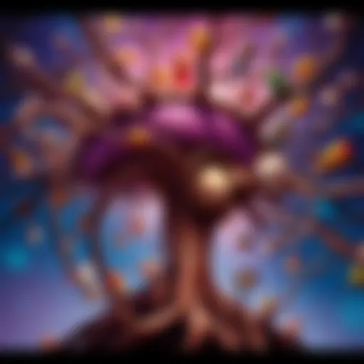 A chaotic Animator tree with tangled wires and quirky characters, representing the humorous struggles of animators.