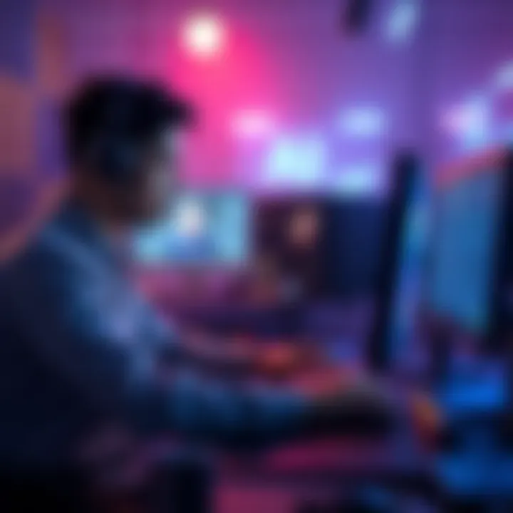 Animators at a computer, blending traditional animation with AI technology in a studio setting