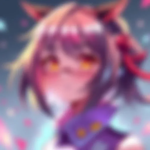 A vibrant anime character designed using the AnimaYume text-to-image model, showcasing a unique style and colorful features.