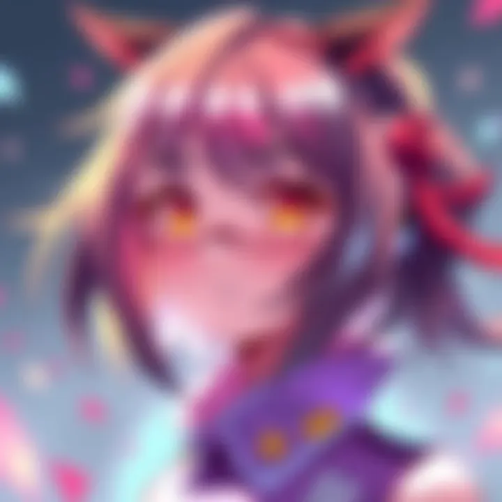 A vibrant anime character designed using the AnimaYume text-to-image model, showcasing a unique style and colorful features.