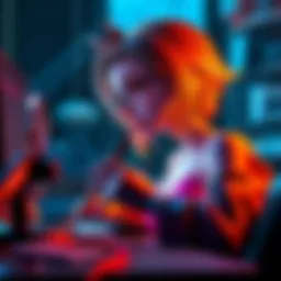 Artist working on modeling an anime character in a digital program with focus on topology techniques