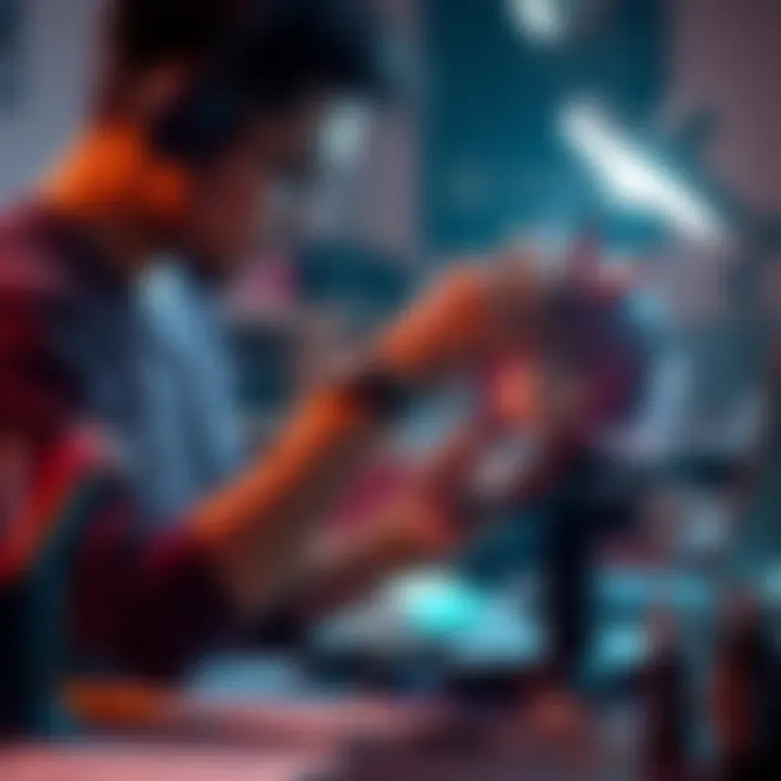 An artist working on anime-style collectible head for a character, focusing on details and techniques