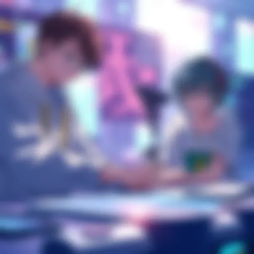 Two anime creators working on digital art with Sora 2 software, showcasing longform animation techniques.