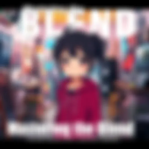 A character featuring an anime-style face paired with a realistic 3D body standing in a vibrant art studio, showcasing the blend of styles.