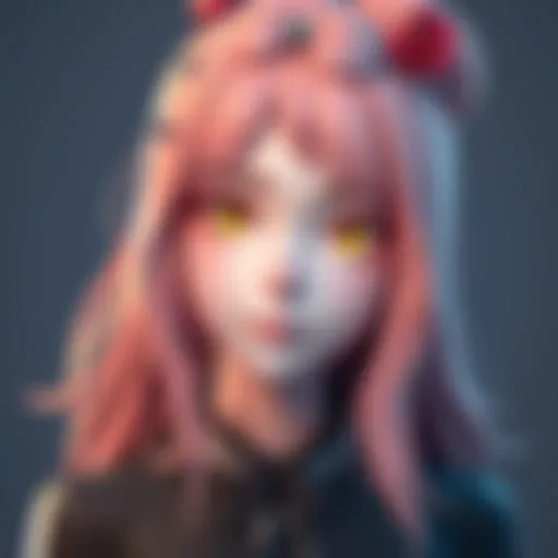 A digital artwork of an anime girl created in Blender, showcasing intricate details and vibrant colors.