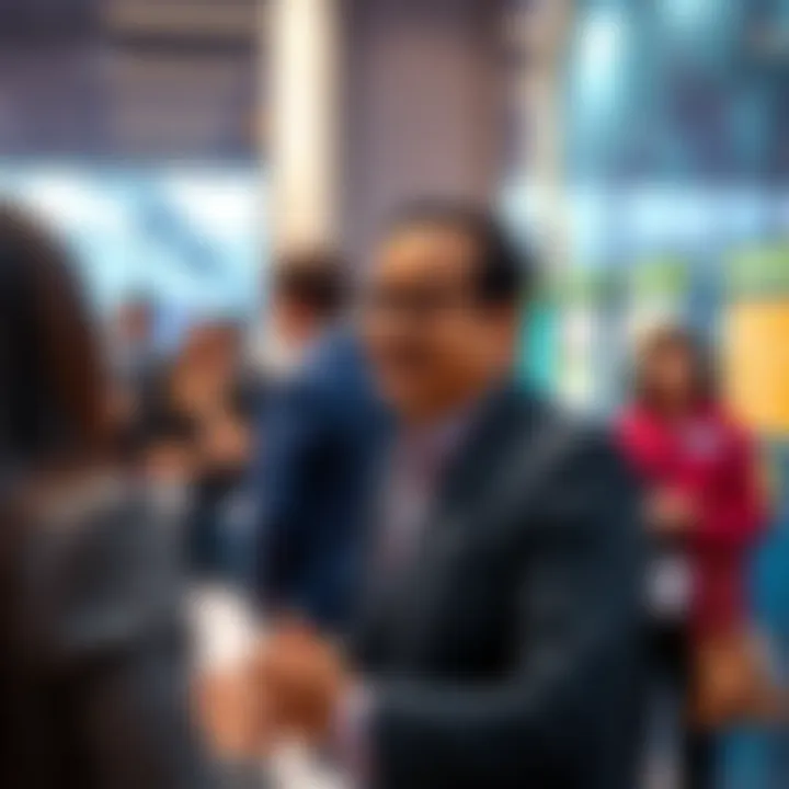 Anjney Midha engaging with industry professionals at an AI conference, exchanging ideas and insights.