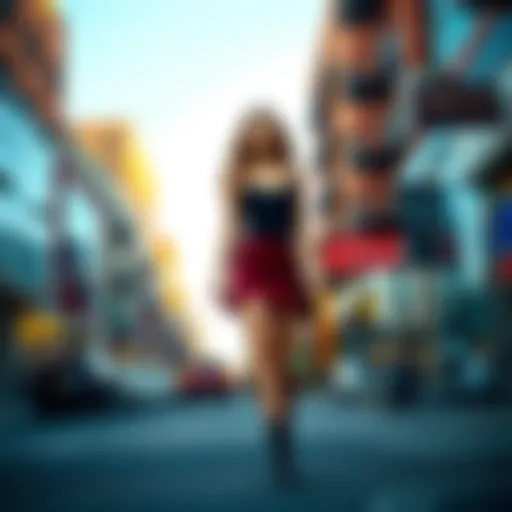 Annika confidently walks through town in a stylish miniskirt while running errands on Miniskirt Monday