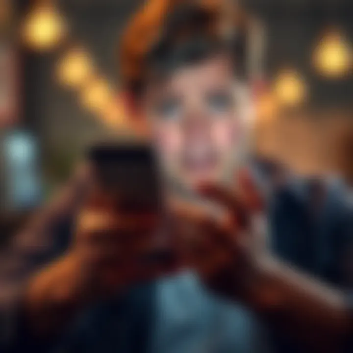 Person annoyed by text messages A person looking frustrated while holding a smartphone with incoming text notifications about political campaigns