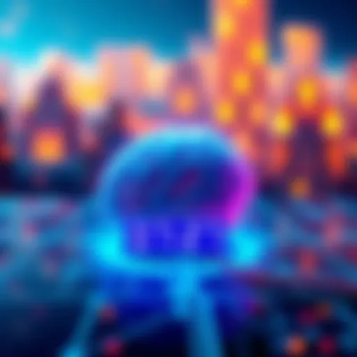 Graphic showing the concept of artificial general intelligence with a futuristic digital brain and a countdown timer.