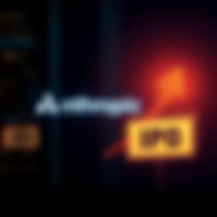 Logo of Anthropic with an upward arrow symbolizing growth and an IPO announcement sign nearby