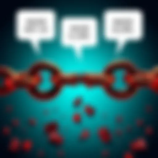 A graphic showing a broken chain symbolizing weak anti-AI arguments, with vague speech bubbles above it.