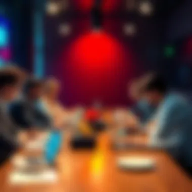 Group of people debating anti-AI views at a table with laptops and papers
